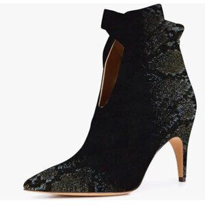 XYD Black Pointed Toe Ankle Booties Dress High Heels Cute Bow for Women
